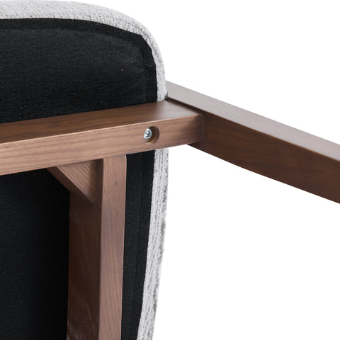 Lucent Dining Chair, Walnut Effect Ash Solid Wood | Light Grey Bouclé Fabric