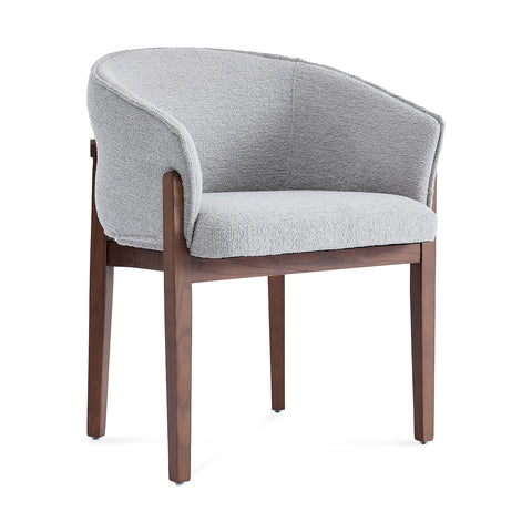 Lucent Dining Chair, Walnut Effect Ash Solid Wood | Light Grey Bouclé Fabric