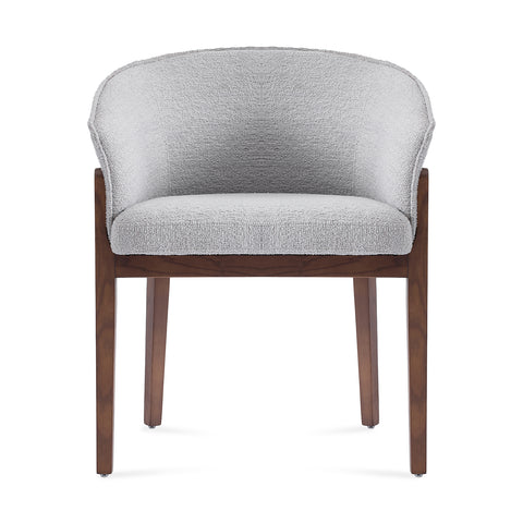 Lucent Dining Chair, Walnut Effect Ash Solid Wood | Light Grey Bouclé Fabric