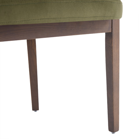 Lucent Dining Chair, Walnut Ash Solid Wood | Olive Green Velvet Fabric