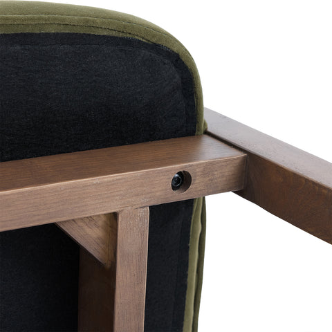 Lucent Dining Chair, Walnut Ash Solid Wood | Olive Green Velvet Fabric