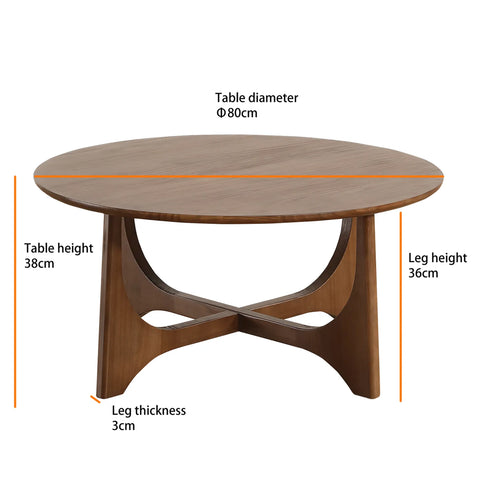 Lumi Walnut Round Wooden Coffee Table
