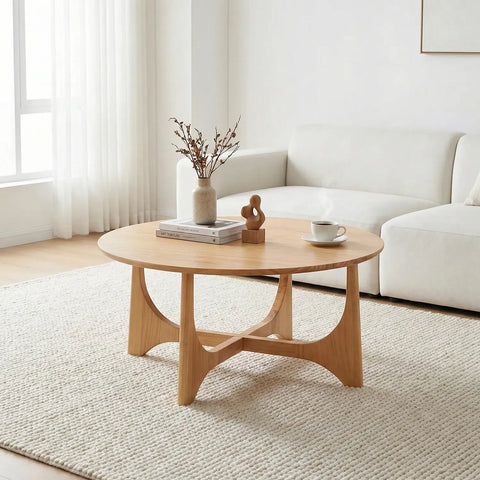 Lumi Oak Round Wooden Coffee Table
