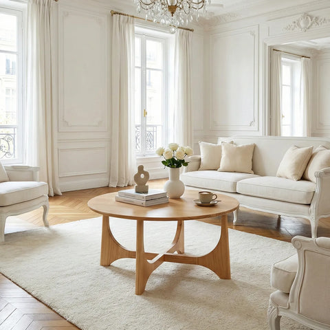 Lumi Oak Round Wooden Coffee Table