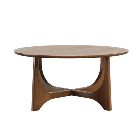 Lumi Walnut Round Wooden Coffee Table