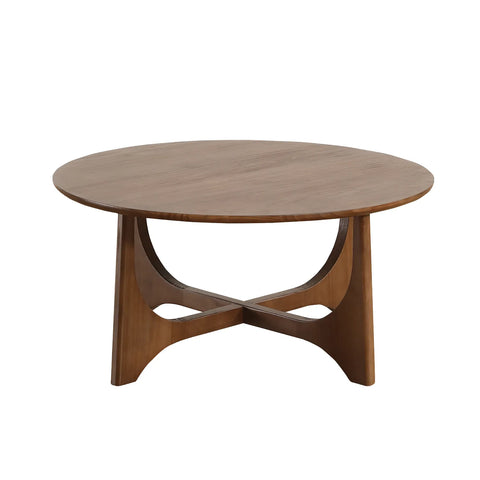 Lumi Walnut Round Wooden Coffee Table