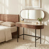 Mossley Walnut Effect 1 Drawer Glass Top Curved Dressing Table with Mirror
