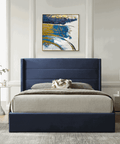 Madi Dark Navy Double Upholstered Bed