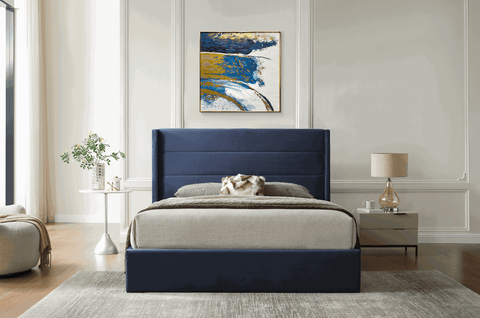 Madi Dark Navy Double Upholstered Bed