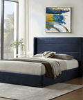 Madi Dark Navy Double Upholstered Bed