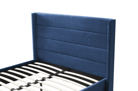 Madi Navy Double Upholstered Bed - Furnt