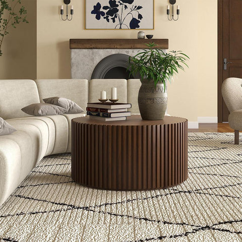 Madison Round Walnut Coffee Table - Furnt