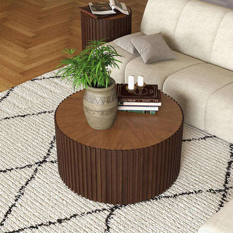 Madison Round Walnut Coffee Table - Furnt