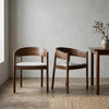 Maplen Beige Textured Fabric Dining Chair with Walnut Effect Elm Frame