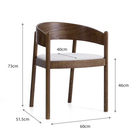 Maplen Dining Chair, Walnut Effect Elm Frame | Light Brown Textured Weave Fabric
