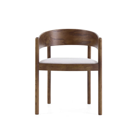 Maplen Dining Chair, Walnut Effect Elm Frame | Light Brown Textured Weave Fabric