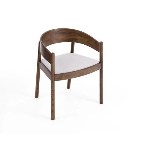 Maplen Dining Chair, Walnut Effect Elm Frame | Light Brown Textured Weave Fabric
