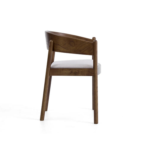 Maplen Dining Chair, Walnut Effect Elm Frame | Light Brown Textured Weave Fabric