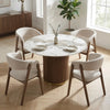 Marcio 4-6 Seater White Ceramic Top Pedestal Round Dining Table Dining Table - 120cm - Pattern A