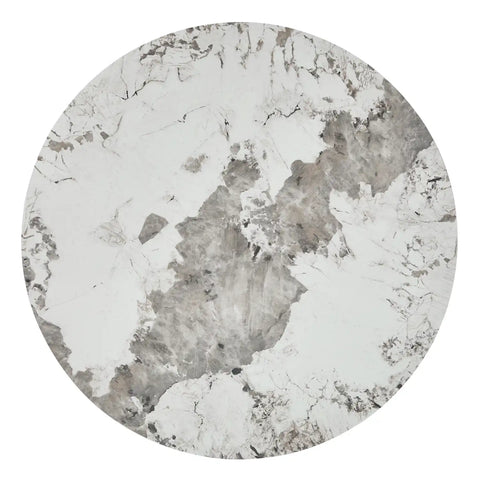 Marcio White Marble-effect Ceramic Top & Wooden Base Round Dining Table - 120cm