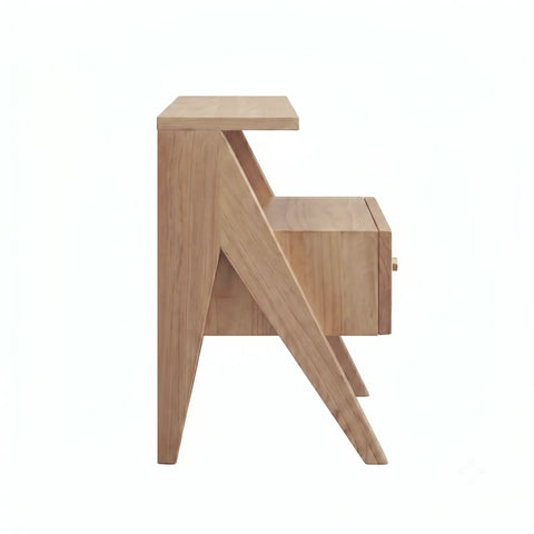 Mina Rattan 1 Drawer Wooden Bedside Cabinet - Natural Effect
