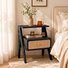 Mina Rattan 1 Drawer Wooden Bedside Cabinet - Black