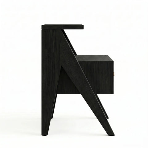 Mina Rattan 1 Drawer Wooden Bedside Cabinet - Black