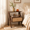Mina Rattan 1 Drawer Wooden Bedside Cabinet - Walnut Effect