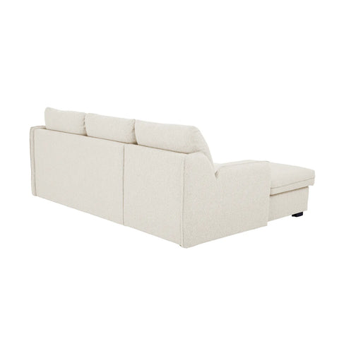 Movra Fabric 3-Seater Corner Sofa Bed with Storage - Cream