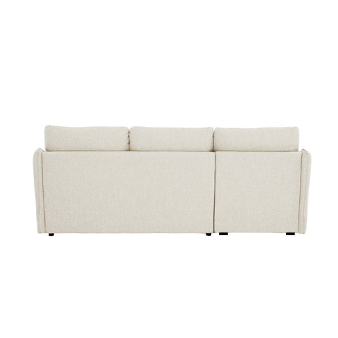 Movra Fabric 3-Seater Corner Sofa Bed with Storage - Cream