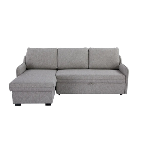Movra Fabric 3-Seater Corner Sofa Bed with Storage - Grey