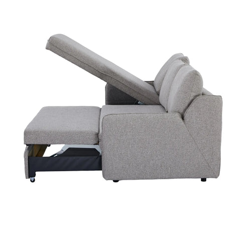 Movra Fabric 3-Seater Corner Sofa Bed with Storage - Grey