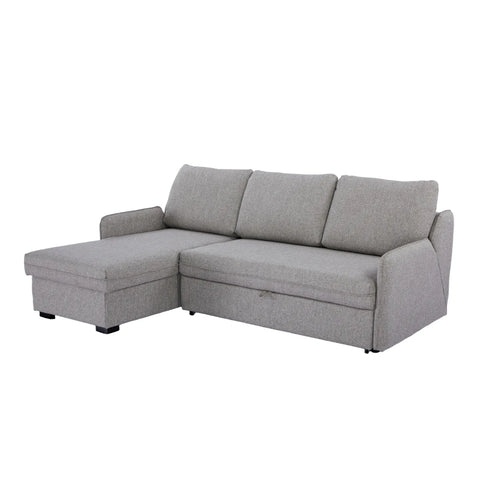 Movra Fabric 3-Seater Corner Sofa Bed with Storage - Grey