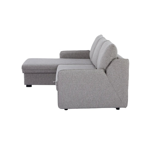 Movra Fabric 3-Seater Corner Sofa Bed with Storage - Grey