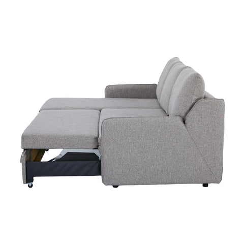 Movra Fabric 3-Seater Corner Sofa Bed with Storage - Grey