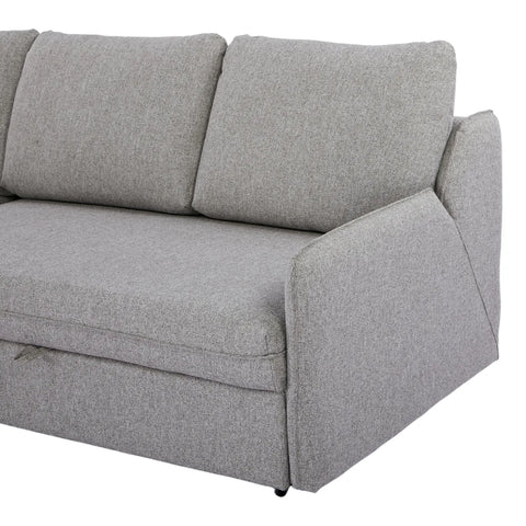 Movra Fabric 3-Seater Corner Sofa Bed with Storage - Grey
