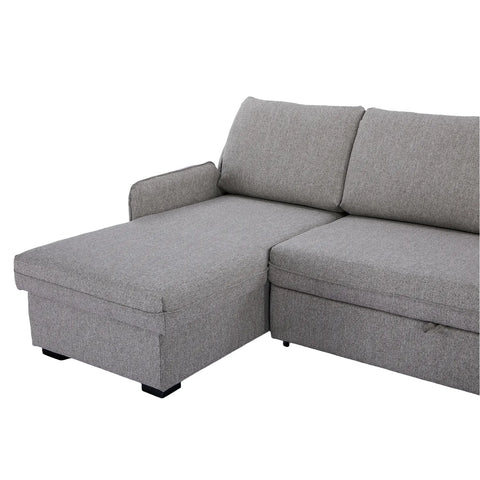 Movra Fabric 3-Seater Corner Sofa Bed with Storage - Grey