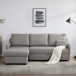 Movra Grey Fabric 3 Seater Reversible Corner Sofa Bed with Storage