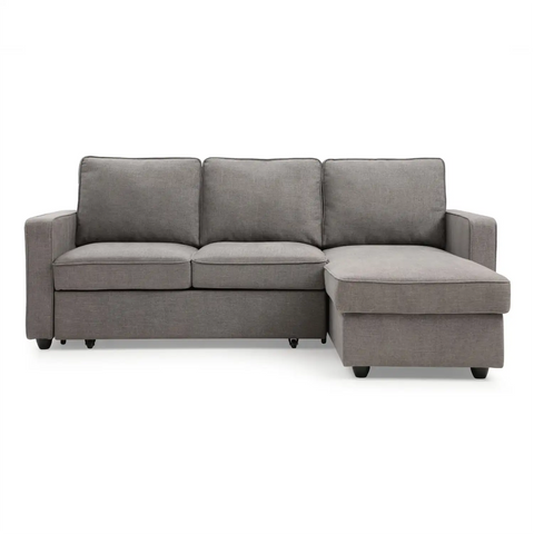 Myles Corner Sofa Bed in Blue, Grey and Natural Textured Weave