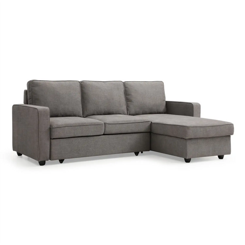 Myles Corner Sofa Bed in Blue, Grey and Natural Textured Weave