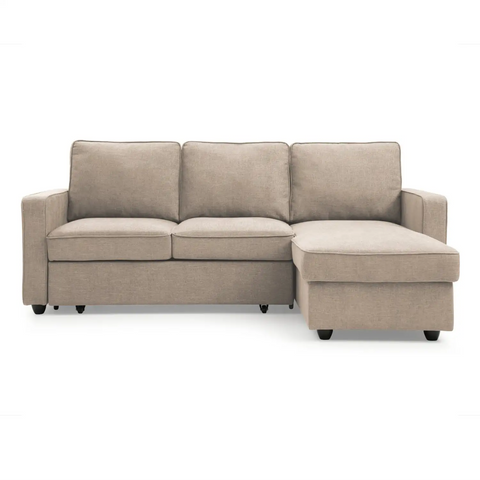 Myles Corner Sofa Bed in Blue, Grey and Natural Textured Weave