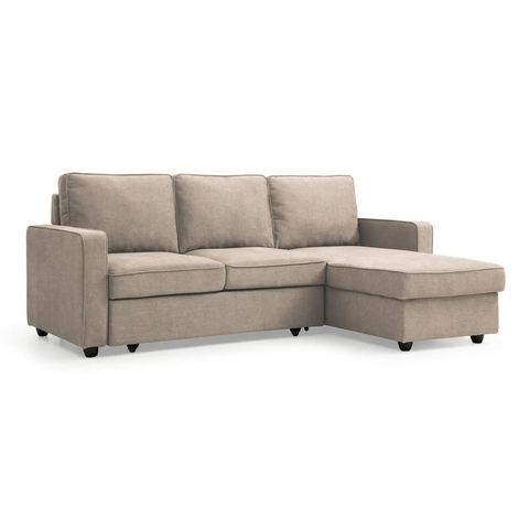 Myles Corner Sofa Bed in Blue, Grey and Natural Textured Weave