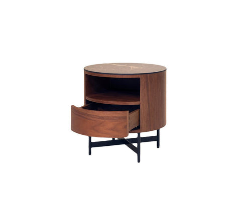 Nebula Ceramic-Top Bedside Table (Available in Walnut and Matt White)