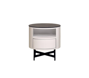 Nebula Ceramic-Top Bedside Table (Available in Walnut and Matt White)