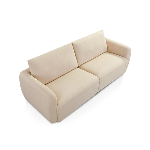 Nobie Light Cream Soft-Weave Fabric 3 Seater Sofa