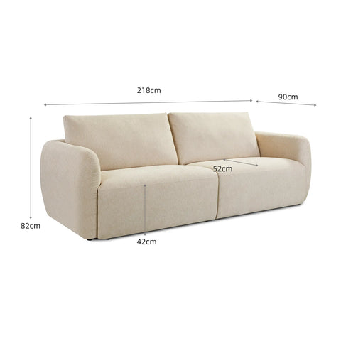 Nobie Light Cream Soft-Weave Fabric 3 Seater Sofa