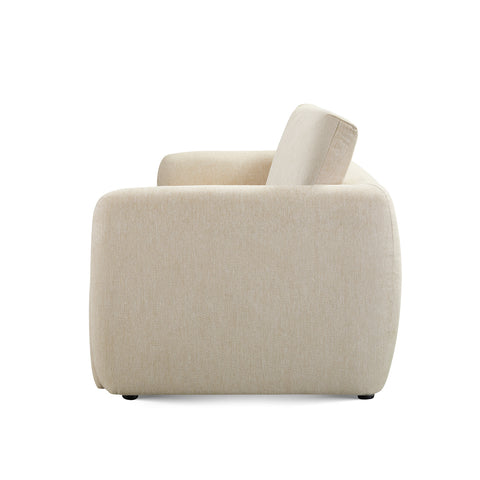 Nobie Light Cream Soft-Weave Fabric 3 Seater Sofa