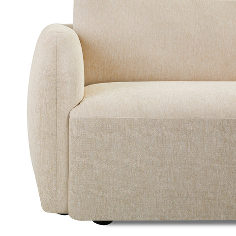 Nobie Light Cream Soft-Weave Fabric 3 Seater Sofa