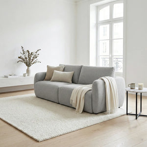 Nobie Light Grey Soft-Weave Fabric 3 Seater Sofa
