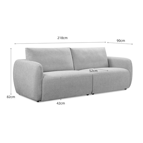 Nobie Light Grey Soft-Weave Fabric 3 Seater Sofa